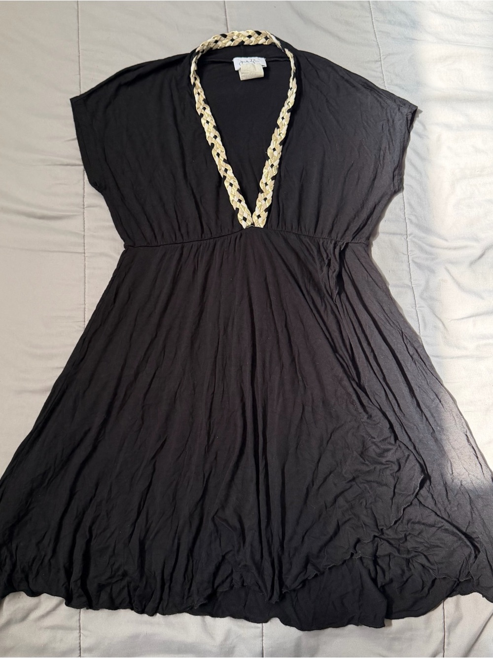 Jordan Taylor Black V-Neck Dress with Braided Contrast Trim